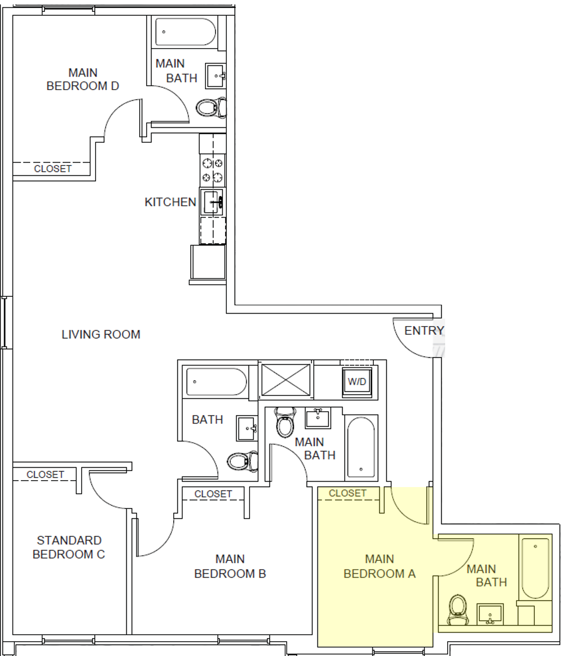 Floor plan for 4 beds, 4 baths, 300 sqft